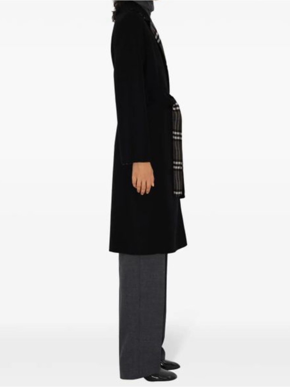 Burberry reversible wool wrap coat coat - black and gray blue Burberry check. - Picture 9 of 10